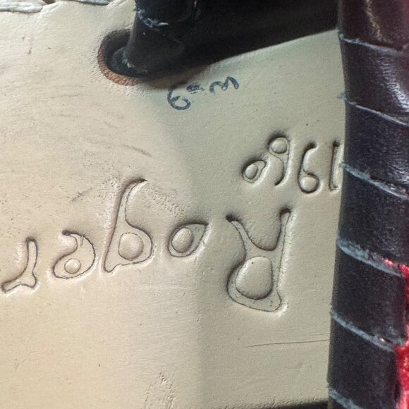 Jack Rogers Womens Red & Navy Leather Sandals With Floral Design Size 6M - Picture 9 of 12